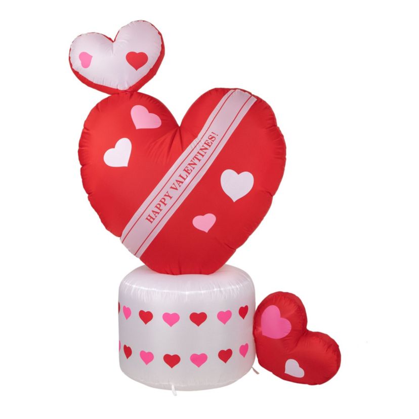 5 Inflatable Lighted Valentines Day Rotating Heart Outdoor Decoration