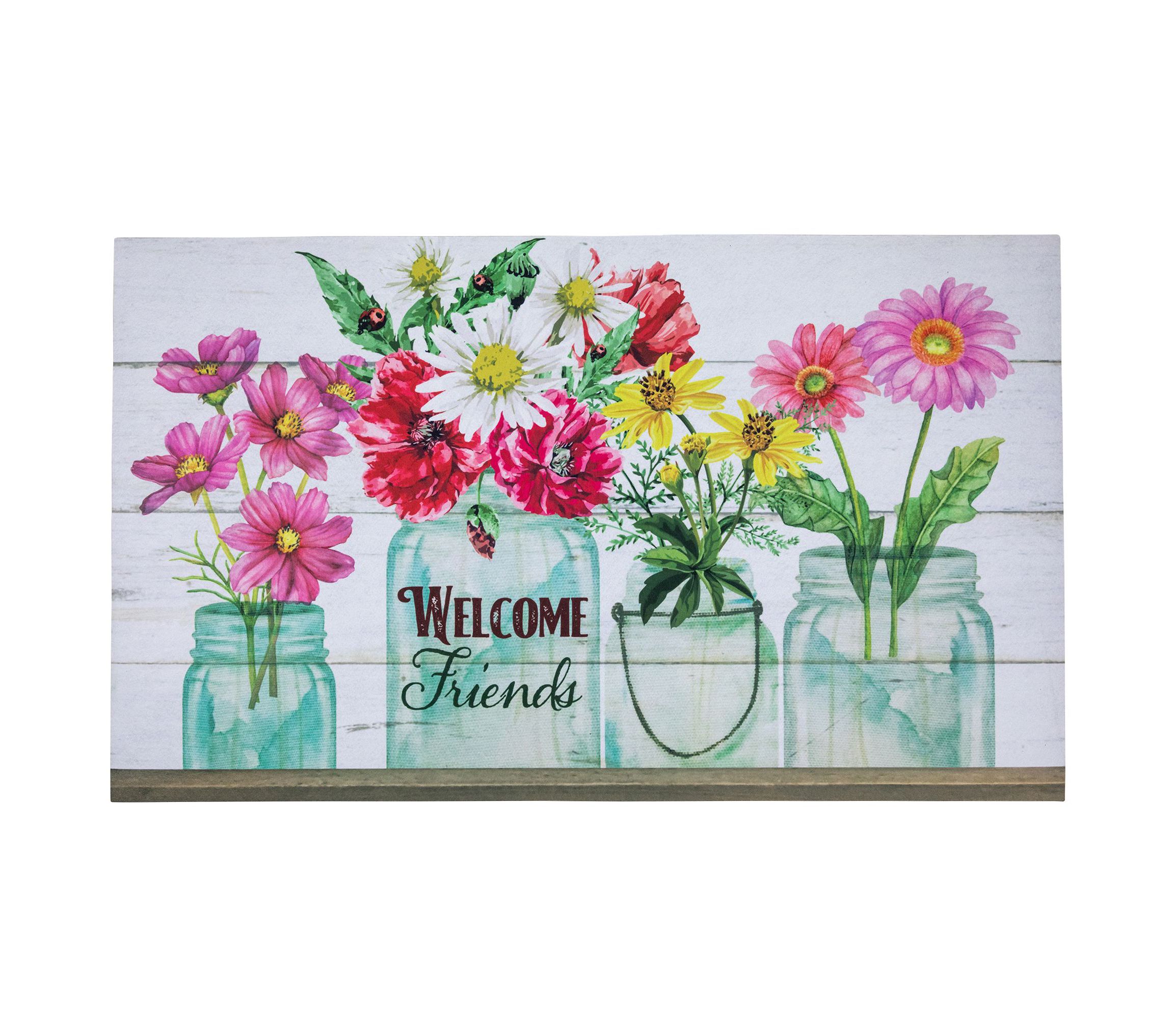 Welcome Friends Spring Bouquet Doormat 18" x 30"
