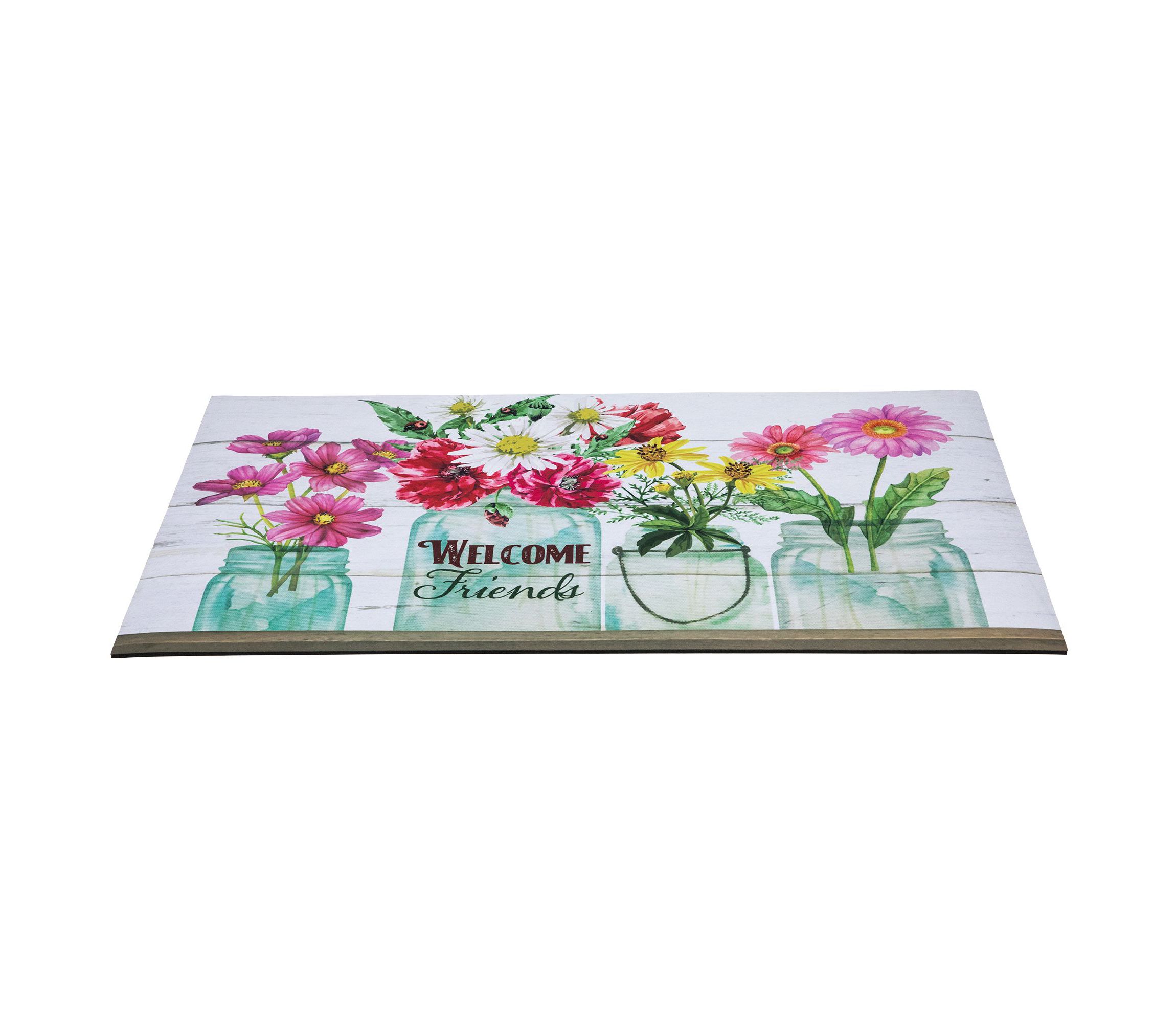 Welcome Friends Spring Bouquet Doormat 18" x 30"