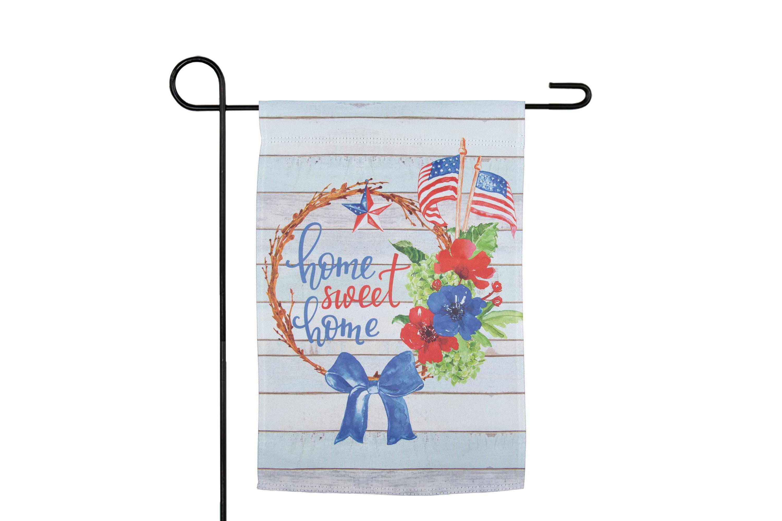 Home Sweet Home Wreath Patriotic Outdoor Garden Flag 18" x 12.5"