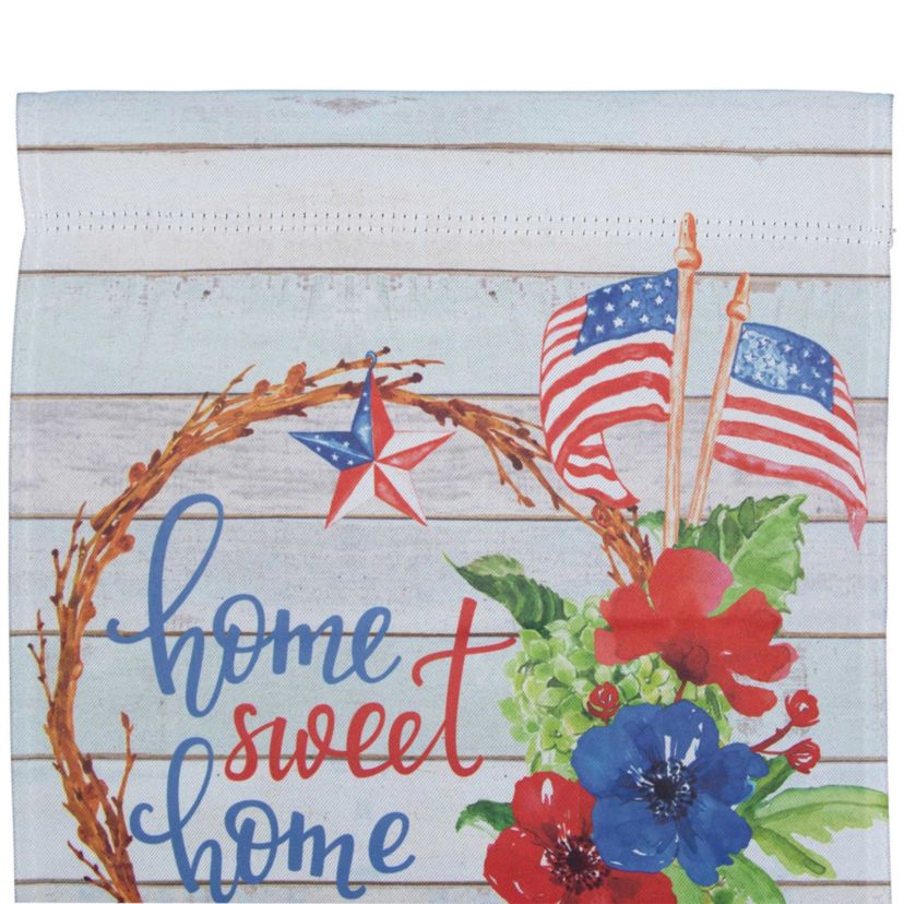 Home Sweet Home Wreath Patriotic Outdoor Garden Flag 18" x 12.5"