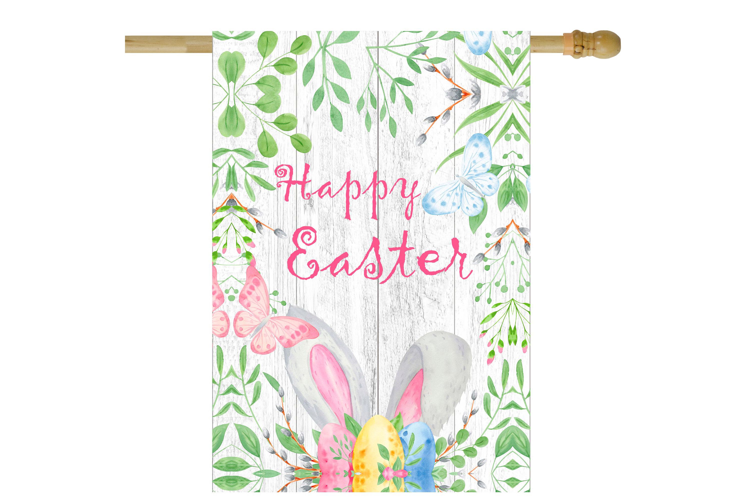 Happy Easter Bunny Ears Outdoor House Flag 28" x 40"