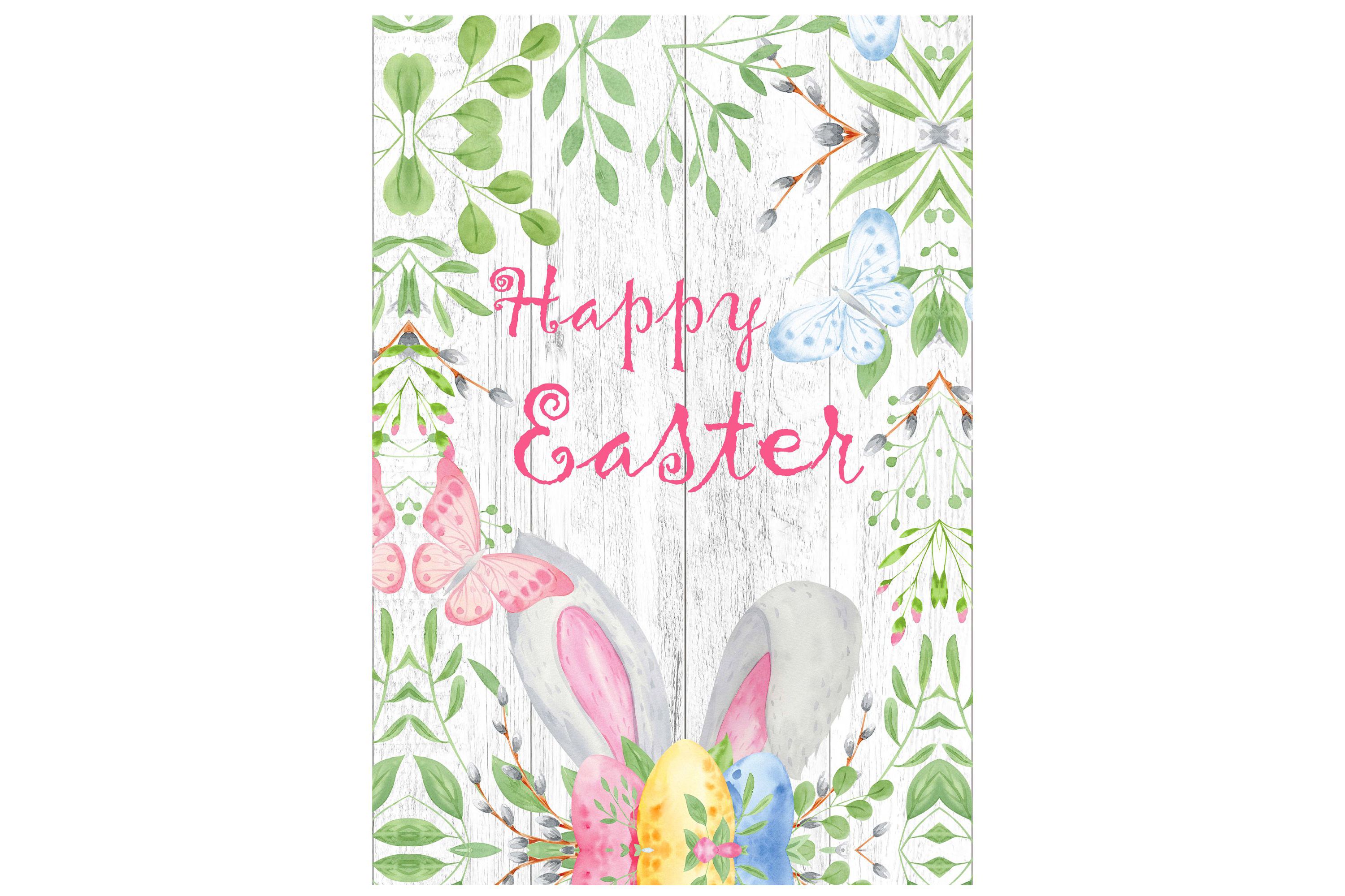 Happy Easter Bunny Ears Outdoor House Flag 28" x 40"