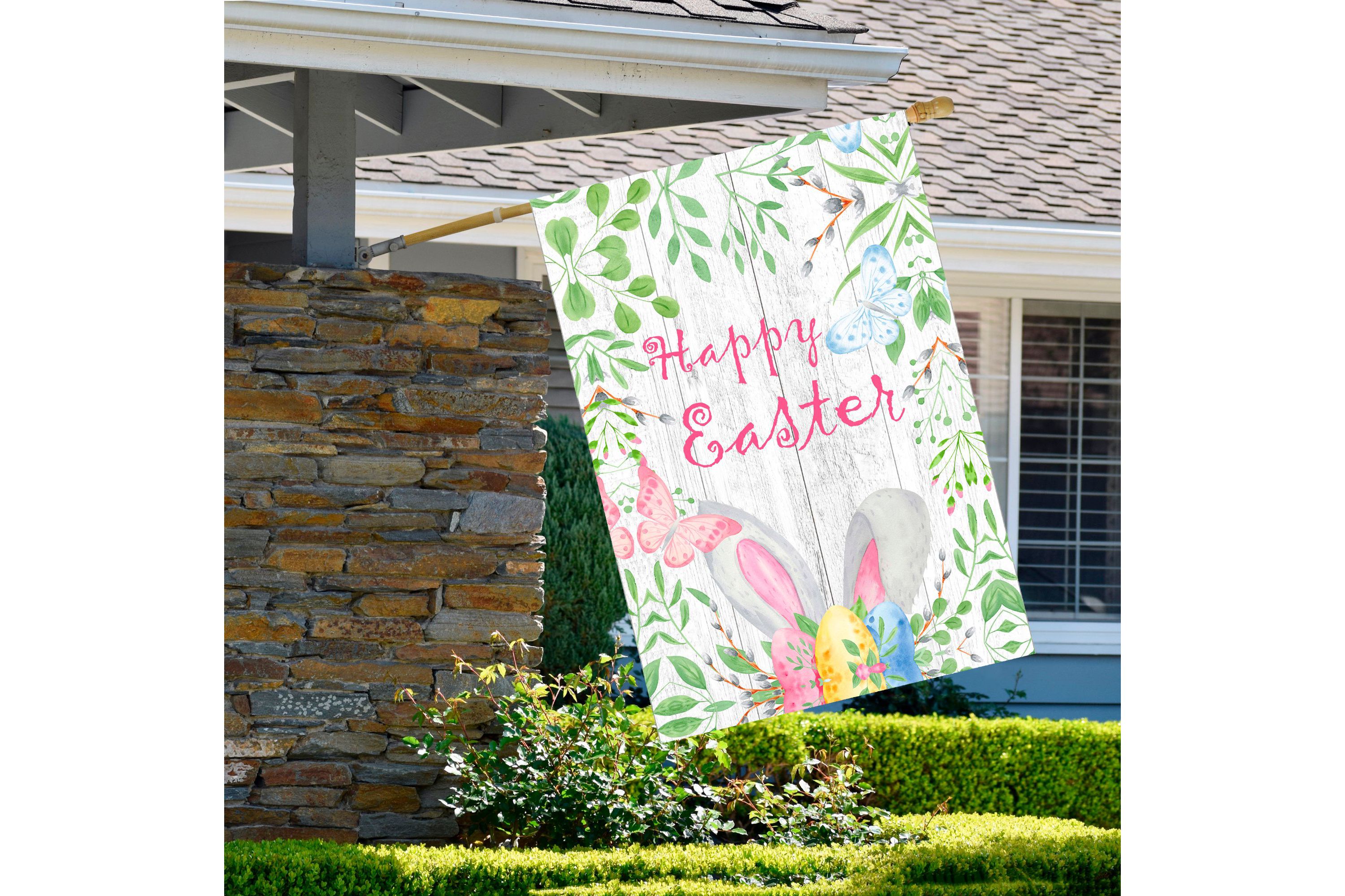Happy Easter Bunny Ears Outdoor House Flag 28" x 40"
