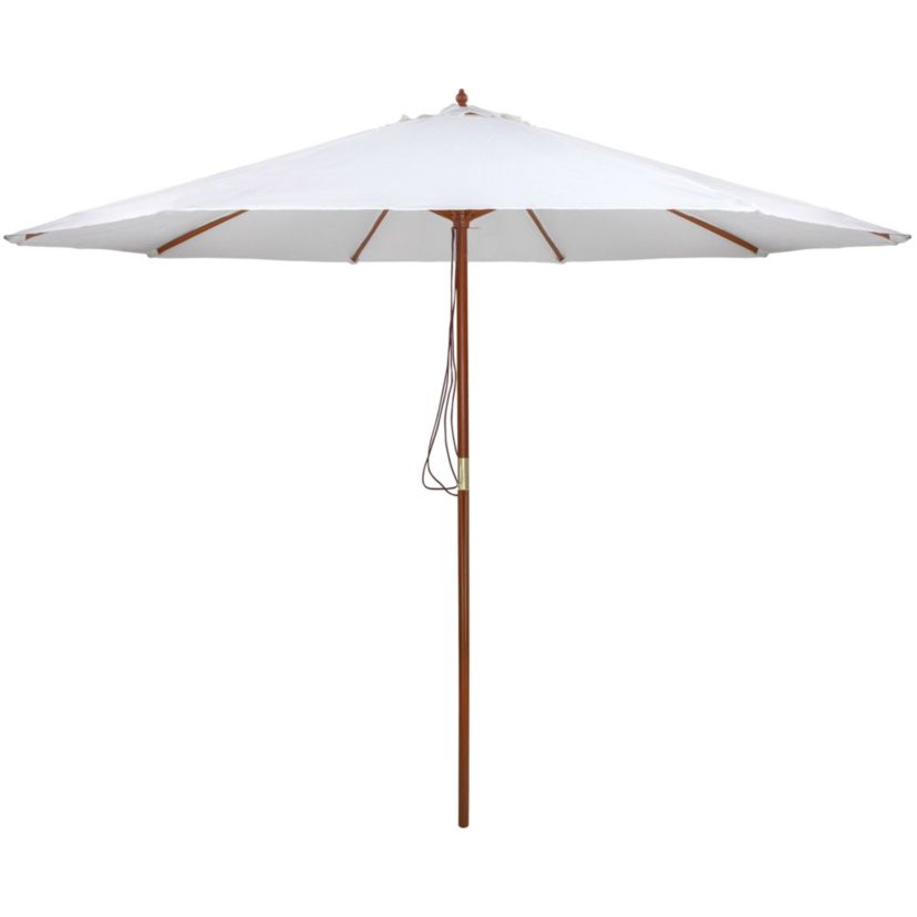 8.5ft Outdoor Patio Market Umbrella with Wooden Pole  White