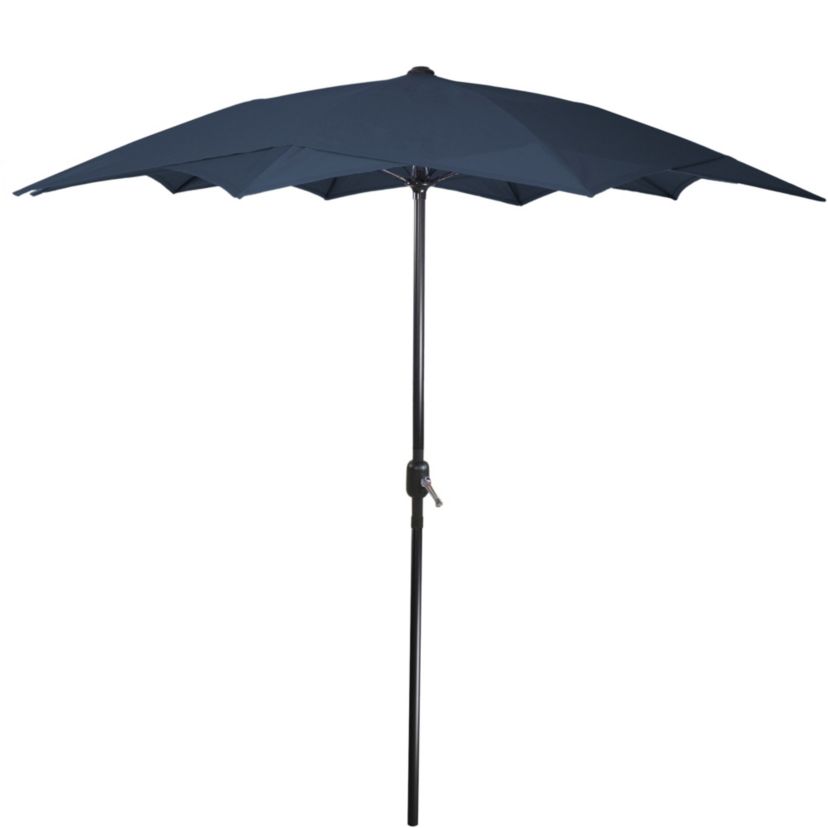 8.5ft Outdoor Patio Lotus Umbrella with Hand Crank  Navy Blue