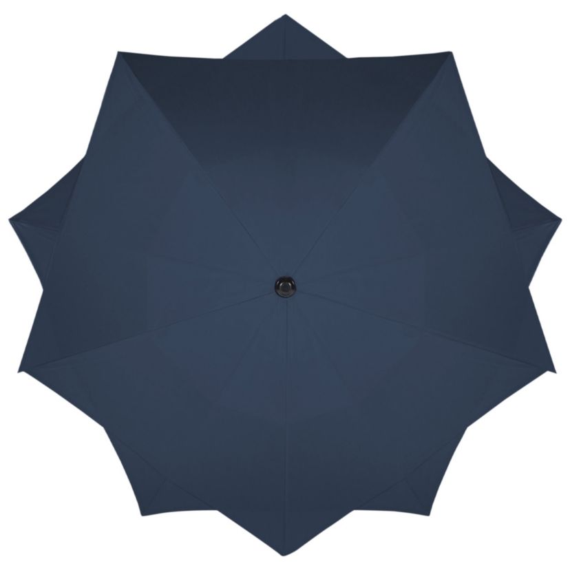 8.5ft Outdoor Patio Lotus Umbrella with Hand Crank  Navy Blue