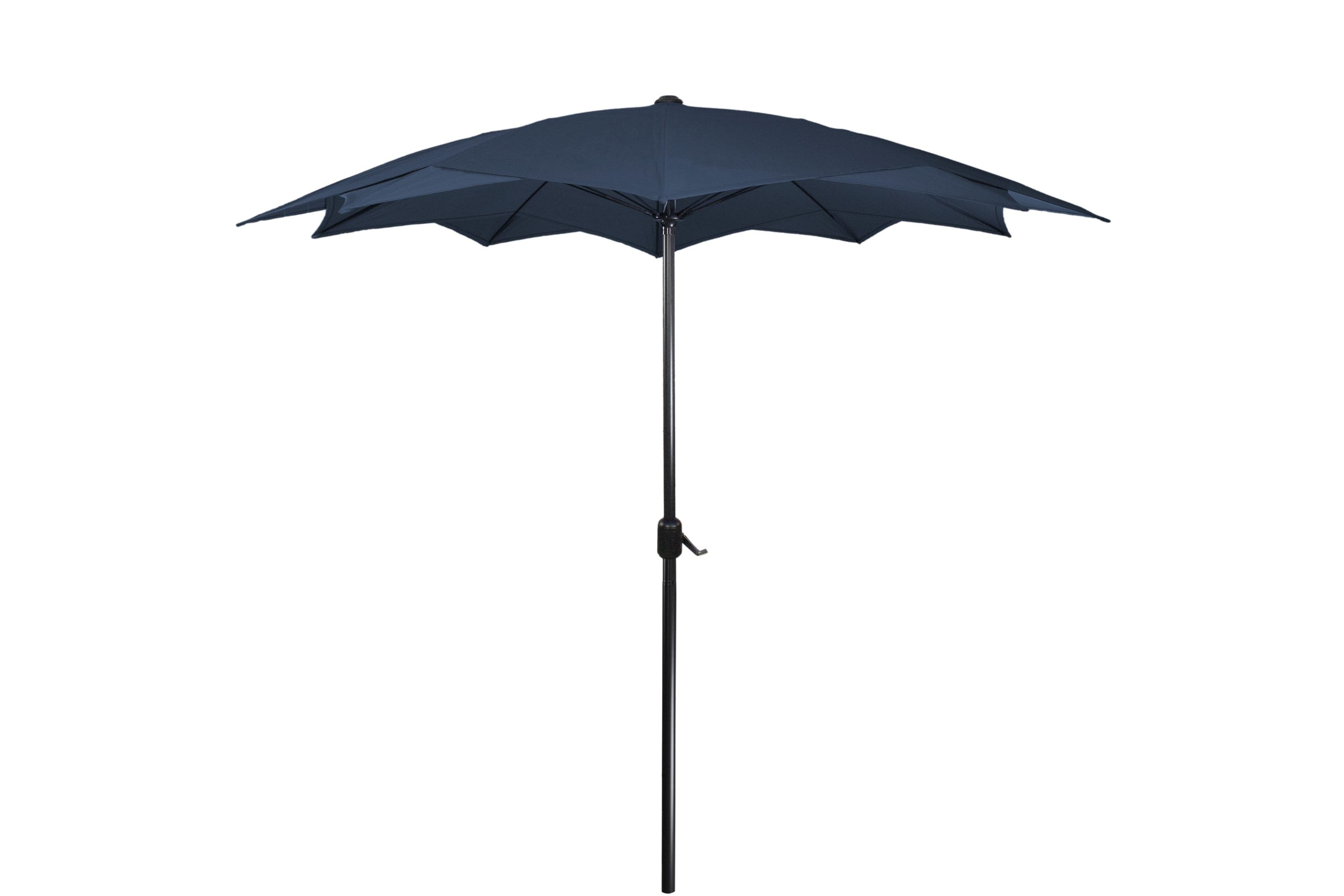 8.5ft Outdoor Patio Lotus Umbrella with Hand Crank  Navy Blue