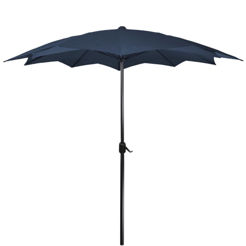 8.5ft Outdoor Patio Lotus Umbrella with Hand Crank  Navy Blue