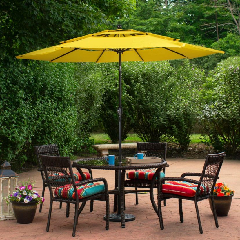 9.75ft Outdoor Patio Market Umbrella with Hand Crank and Tilt  Yellow