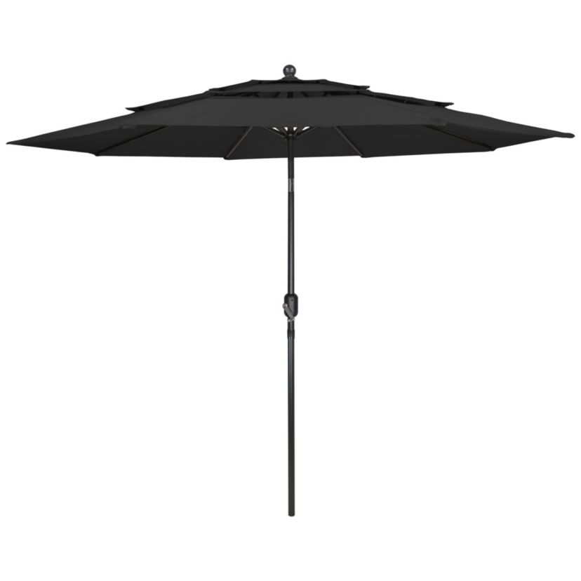 9.75ft Outdoor Patio Market Umbrella with Hand Crank and Tilt  Black