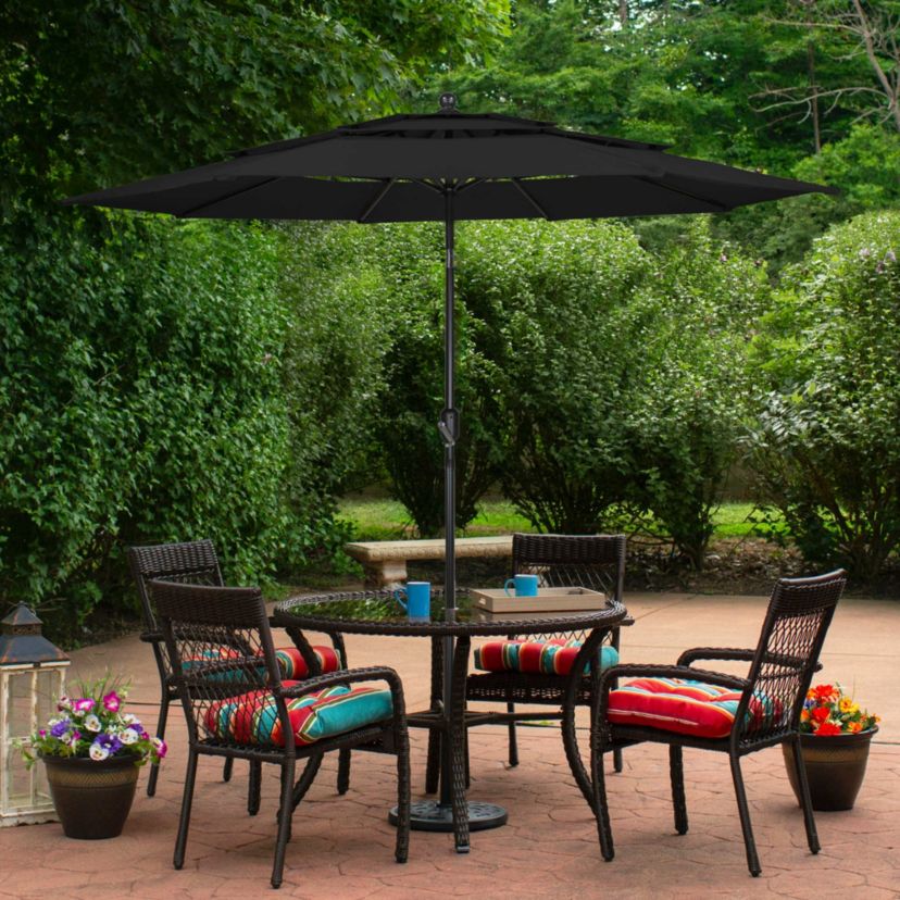 9.75ft Outdoor Patio Market Umbrella with Hand Crank and Tilt  Black