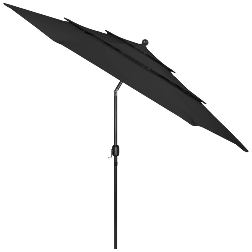 9.75ft Outdoor Patio Market Umbrella with Hand Crank and Tilt  Black