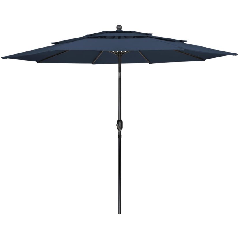 9.75ft Outdoor Patio Market Umbrella with Hand Crank and Tilt  Navy Blue