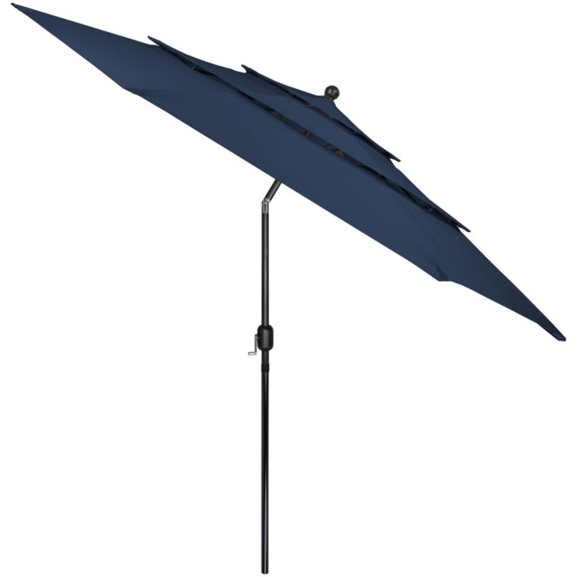 9.75ft Outdoor Patio Market Umbrella with Hand Crank and Tilt  Navy Blue