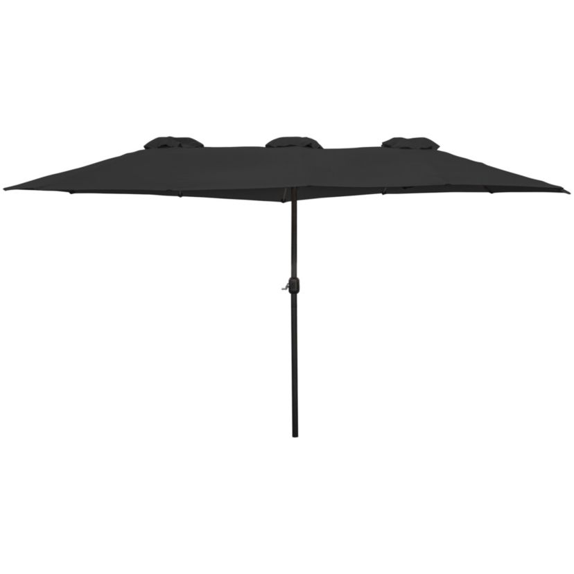 15 Outdoor Patio Market Umbrella with Hand Crank  Black