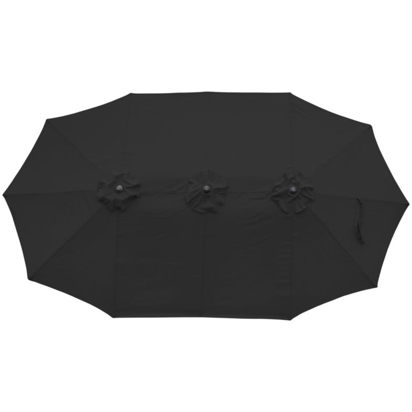 15 Outdoor Patio Market Umbrella with Hand Crank  Black