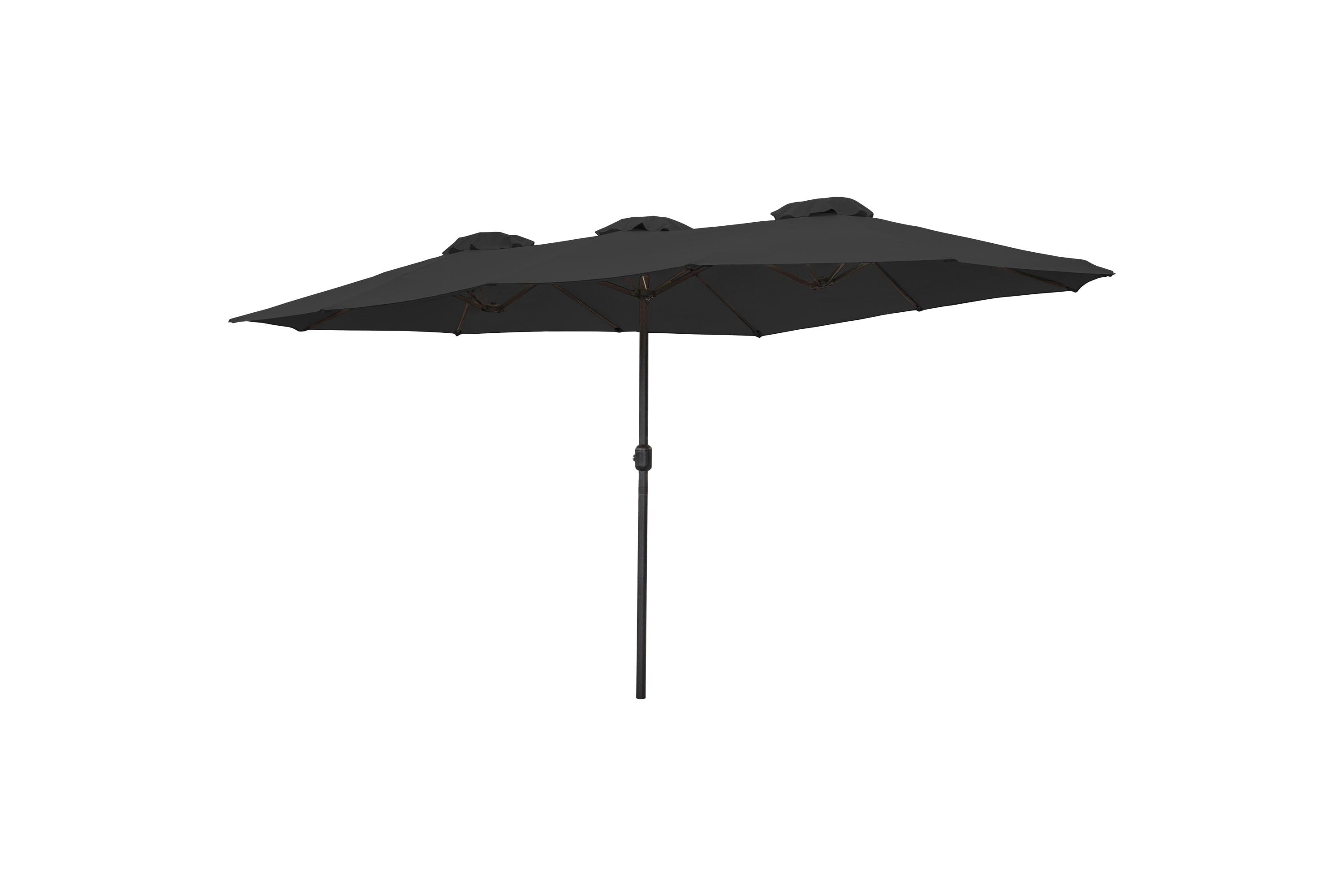 15 Outdoor Patio Market Umbrella with Hand Crank  Black