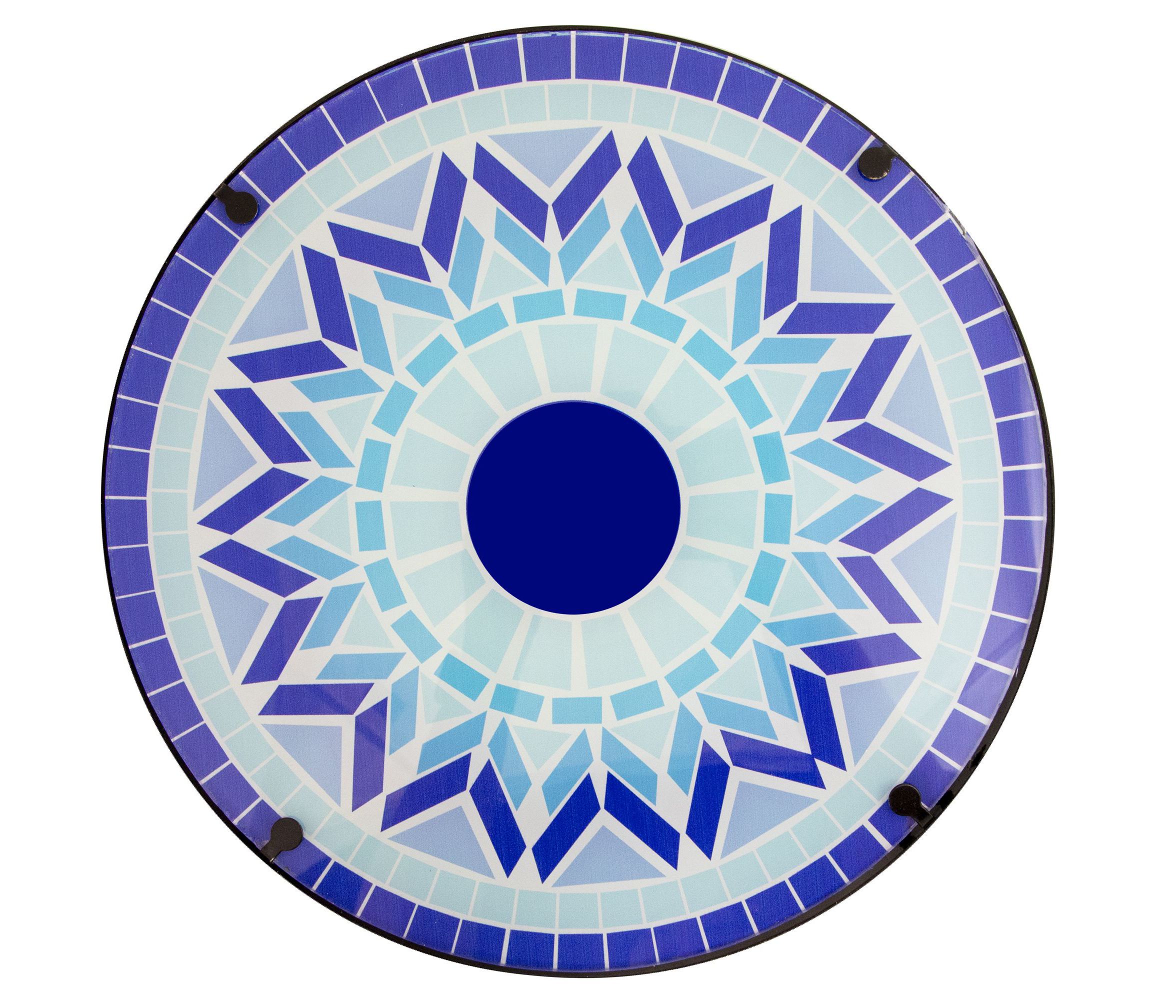 19" Blue Sun Mosaic Glass Patio Side Table