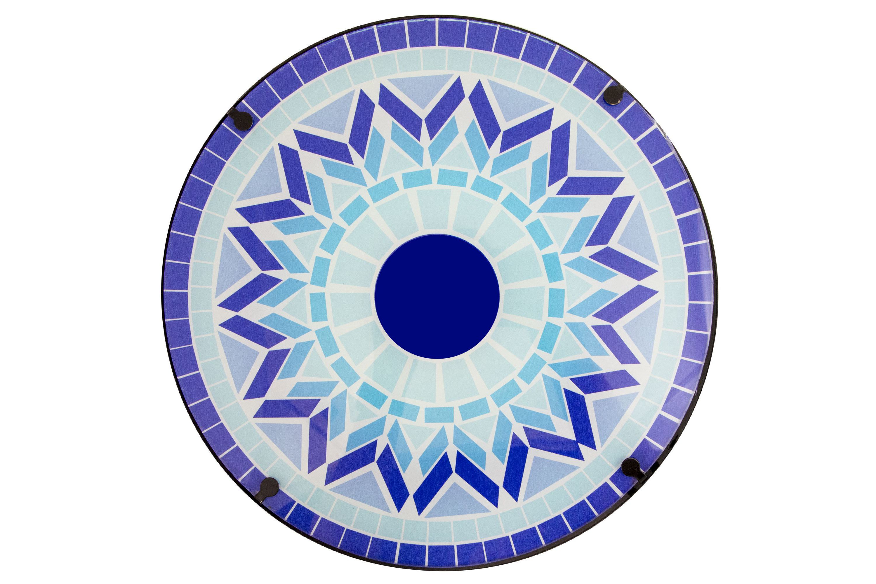 19" Blue Sun Mosaic Glass Patio Side Table