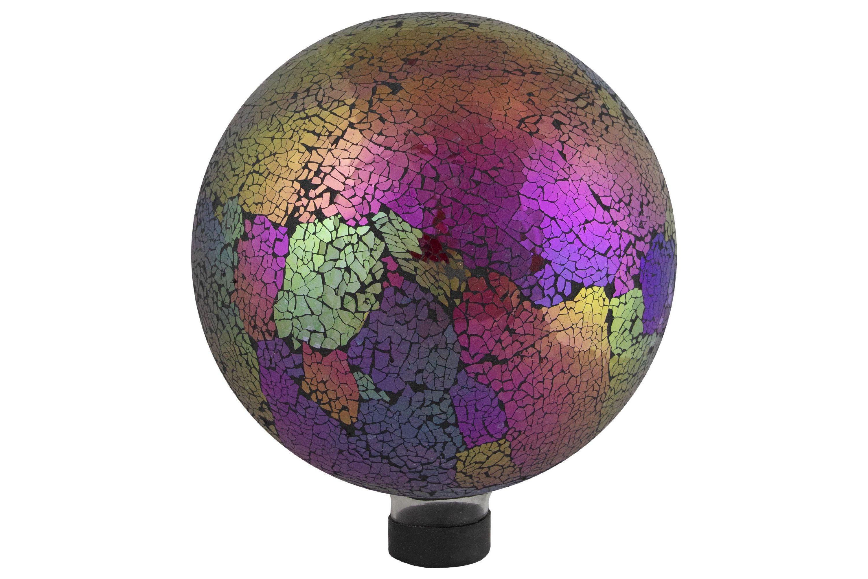 10" Pink Iridescent Mosaic Reflective Glass Outdoor Garden Gazing Ball