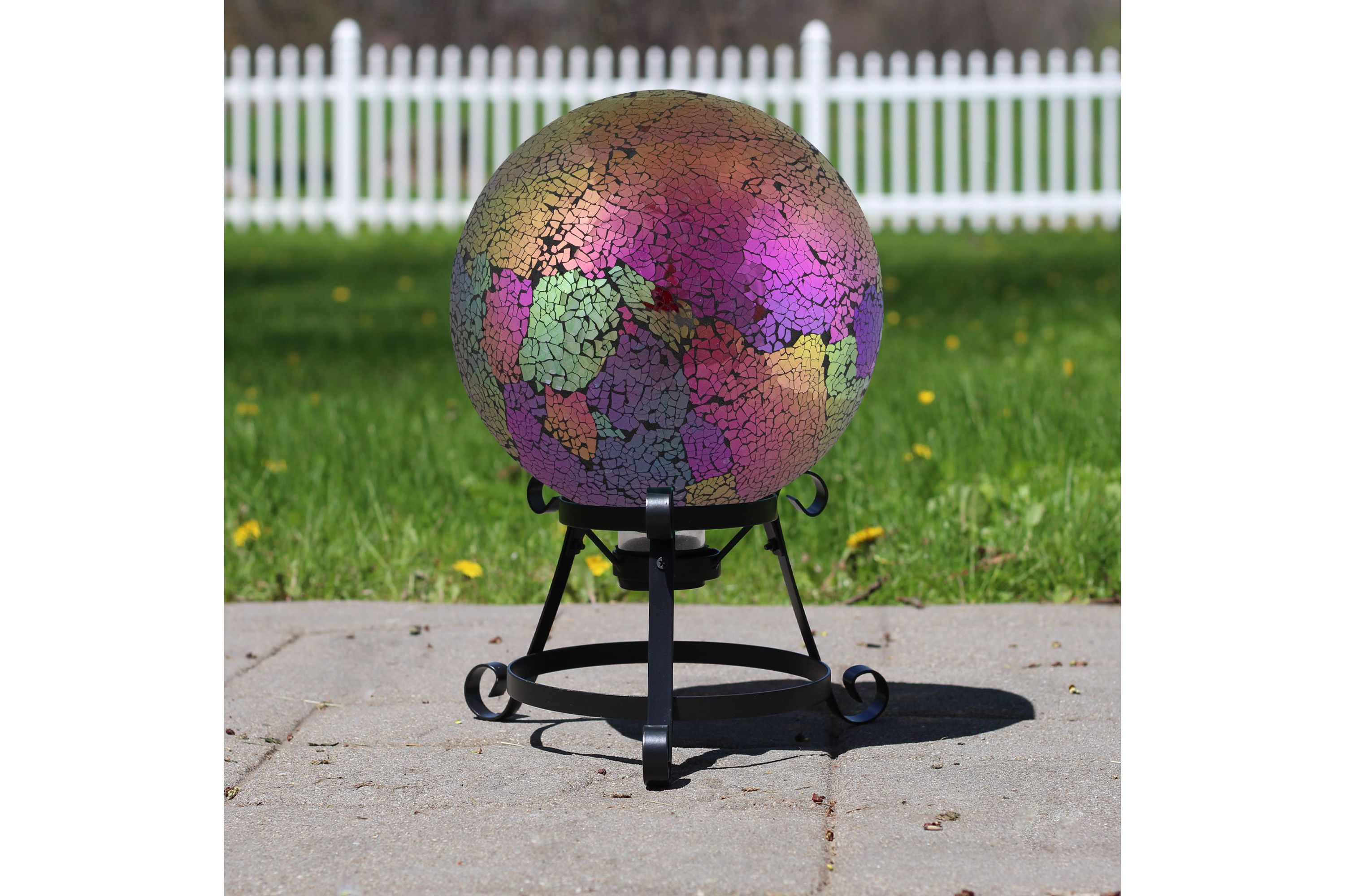 10" Pink Iridescent Mosaic Reflective Glass Outdoor Garden Gazing Ball