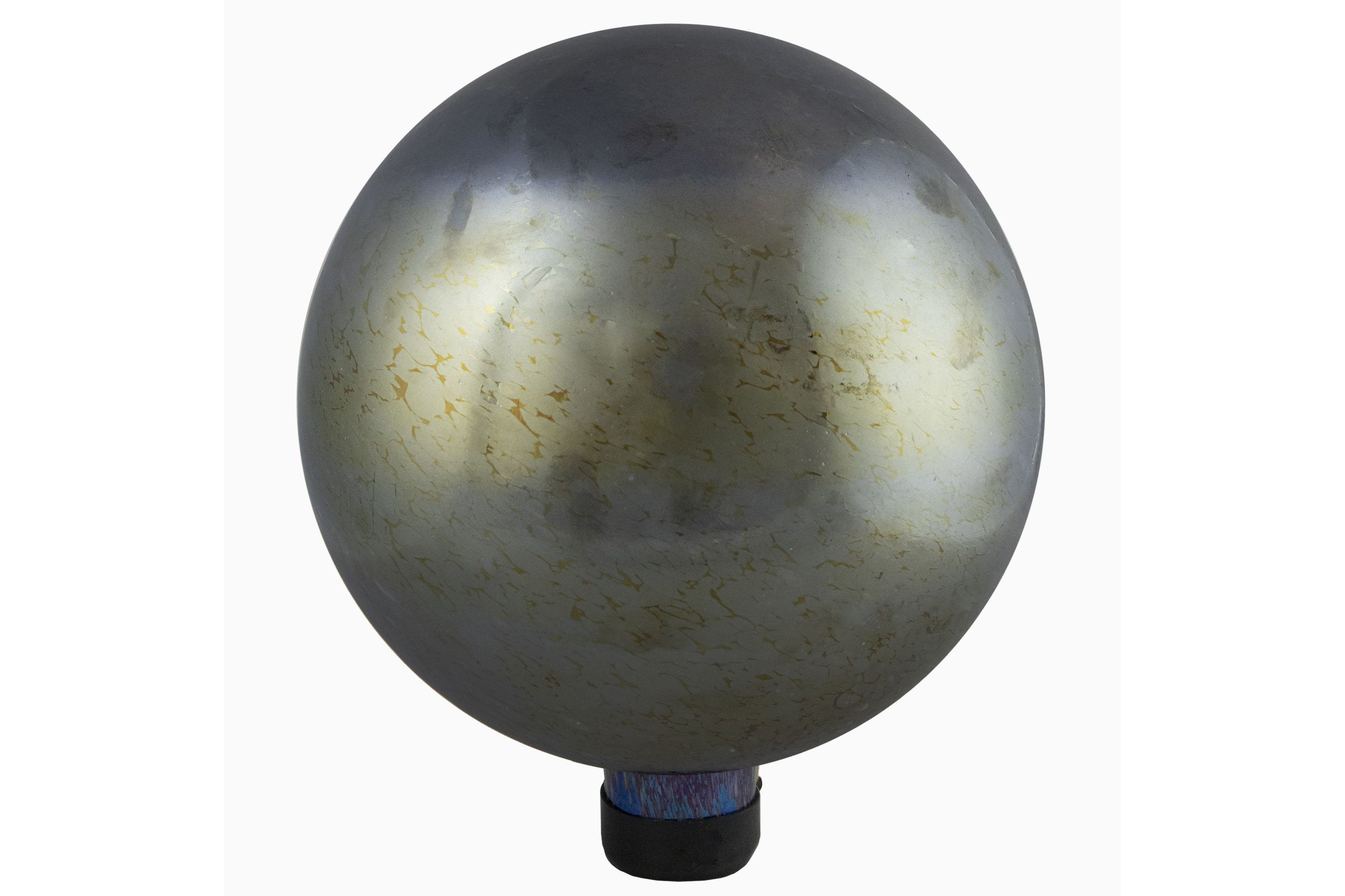 10" Gold and Silver Metallic Mirrored Glass Outdoor Garden Gazing Ball