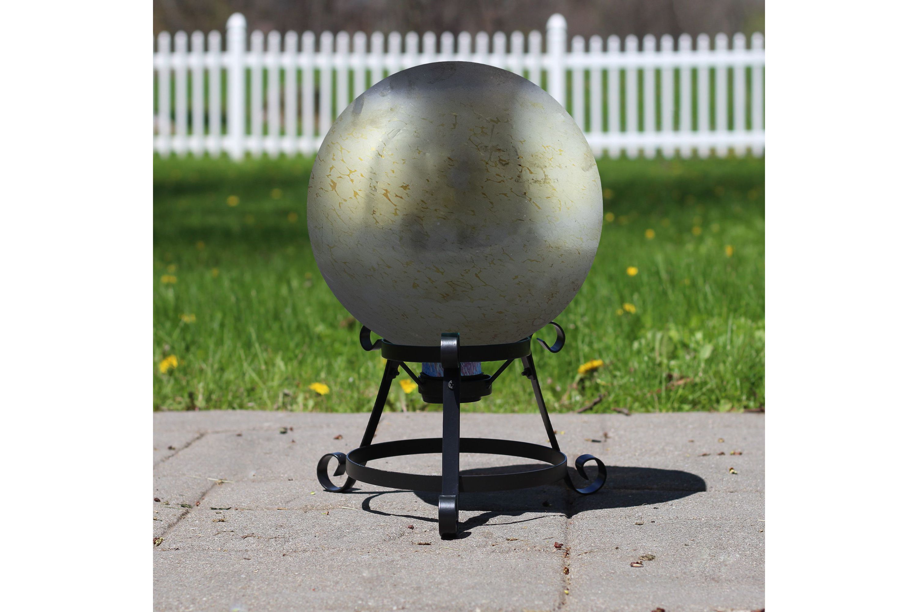 10" Gold and Silver Metallic Mirrored Glass Outdoor Garden Gazing Ball
