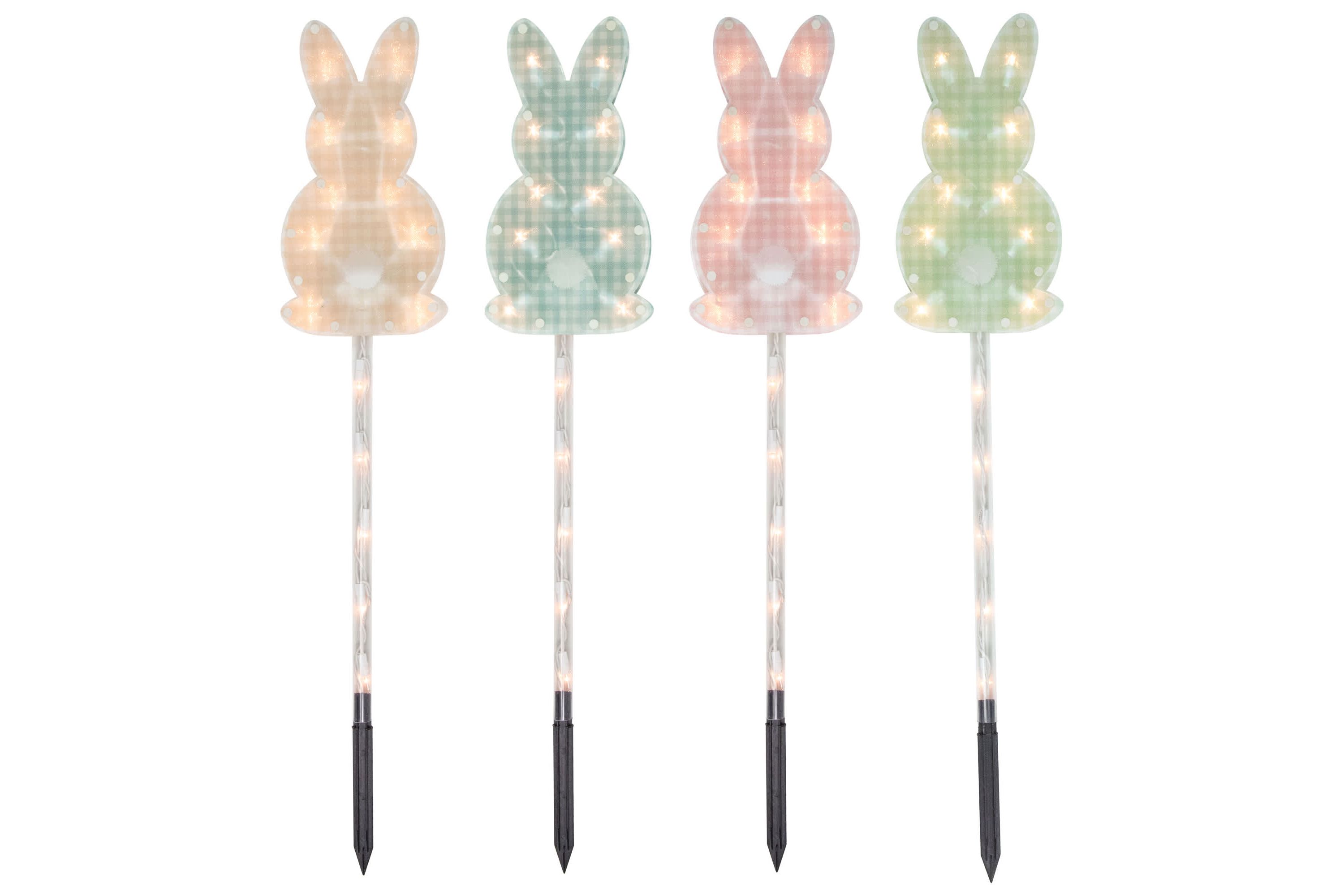 Plaid Easter Bunny Pathway Marker Lawn Stakes - 28.5" - Set of 4