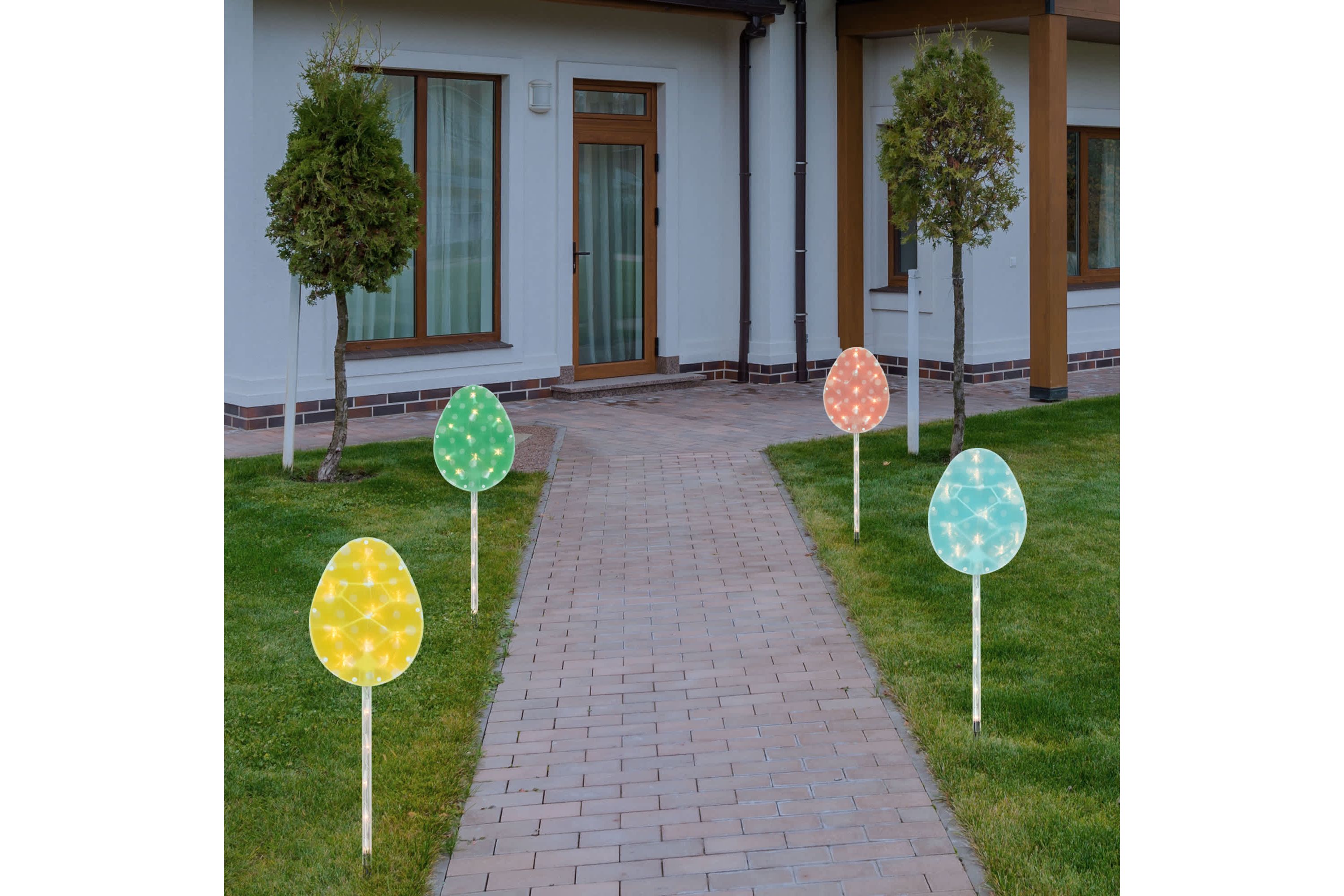 Easter Egg Pathway Marker Lawn Stakes - 28.5" - Set of 4