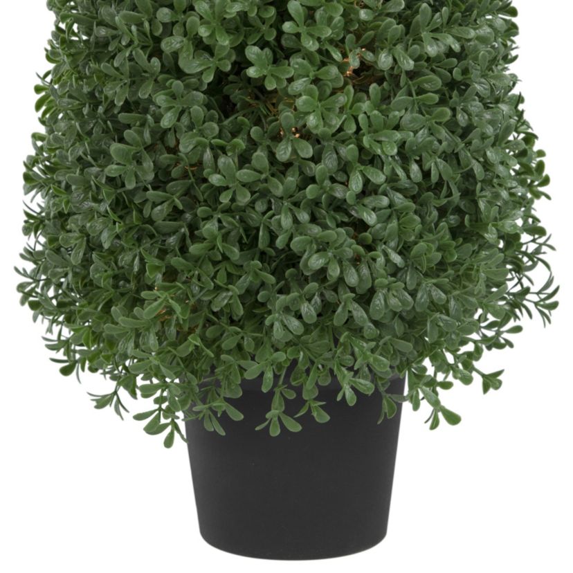 18" Pre-Lit Artificial Boxwood Cone Topiary Tree with Round Pot  Clear Lights