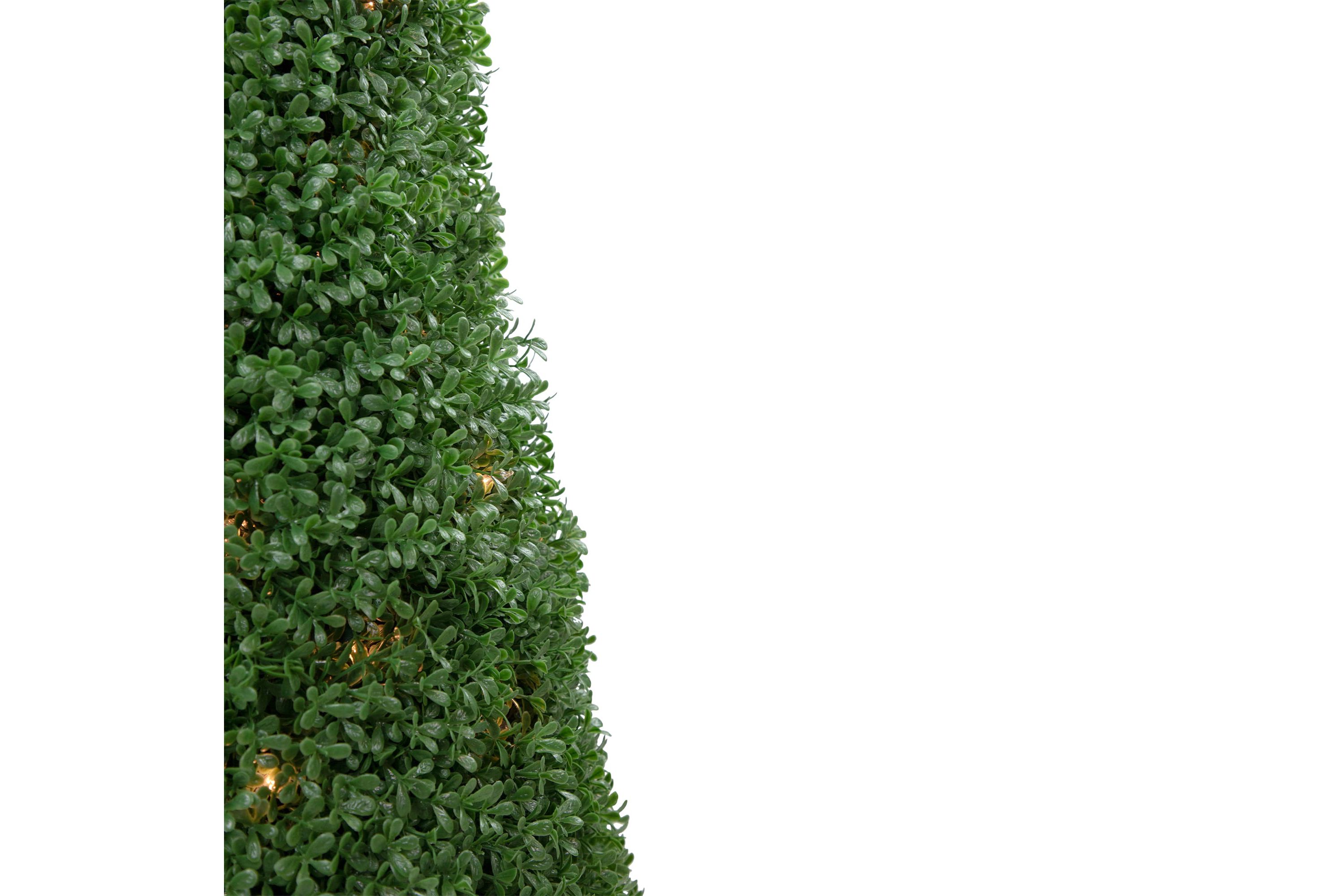 3 Pre-Lit Artificial Boxwood Cone Topiary Tree with Round Pot  Clear Lights