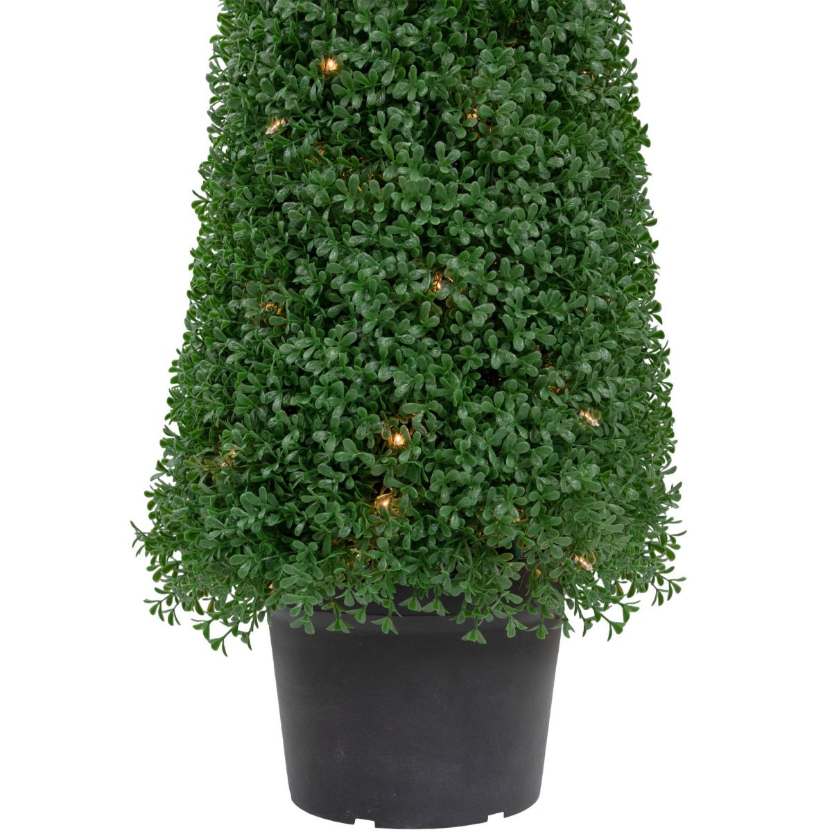 4 Pre-Lit Artificial Boxwood Cone Topiary Tree with Round Pot  Clear Lights