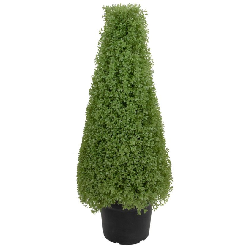 3 Artificial Boxwood Cone Topiary Tree with Round Pot  Unlit