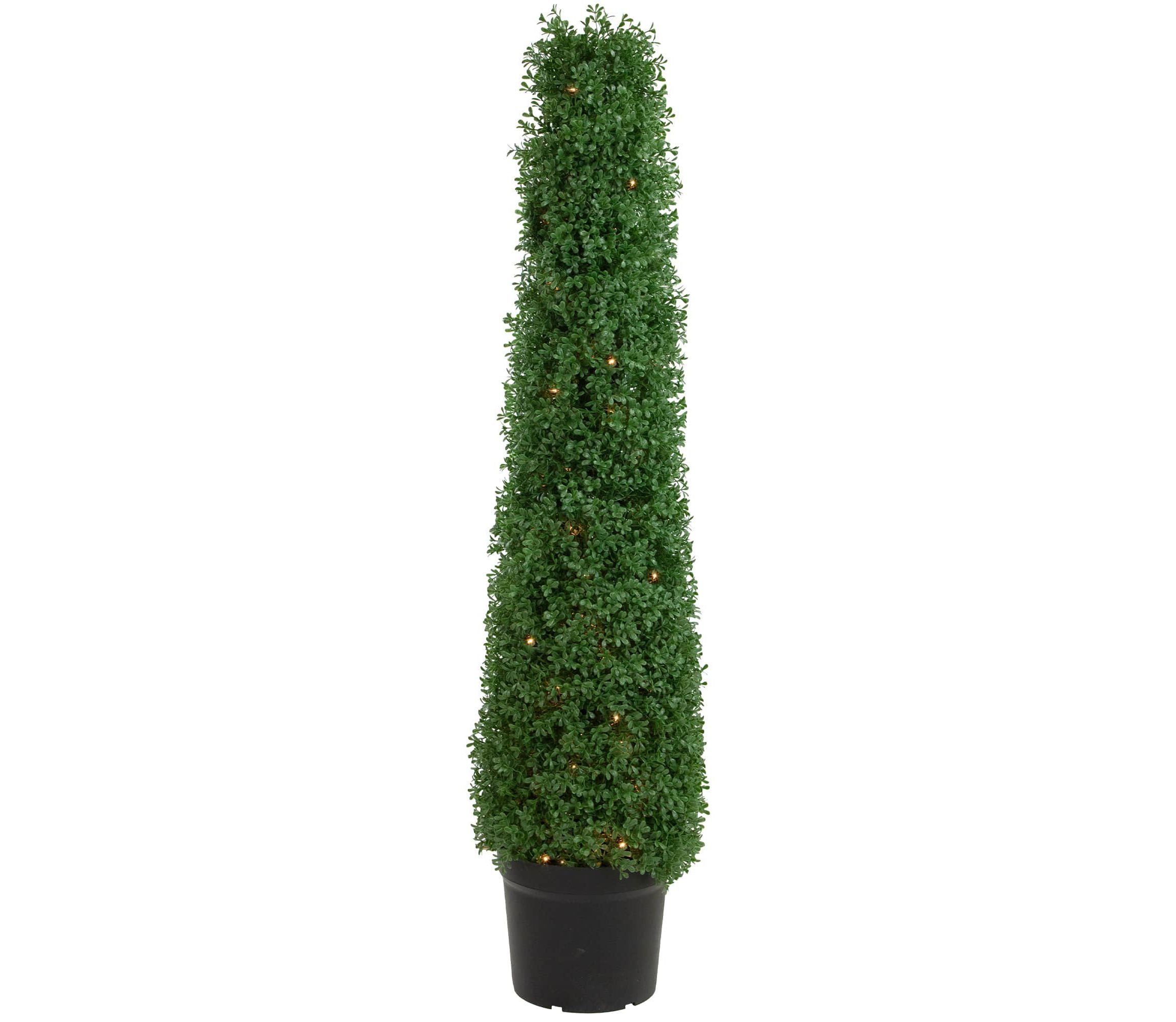 4 Pre-Lit Artificial Boxwood Cone Topiary Tree with Pot  Clear Lights