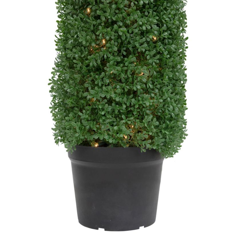 4 Pre-Lit Artificial Boxwood Cone Topiary Tree with Pot  Clear Lights