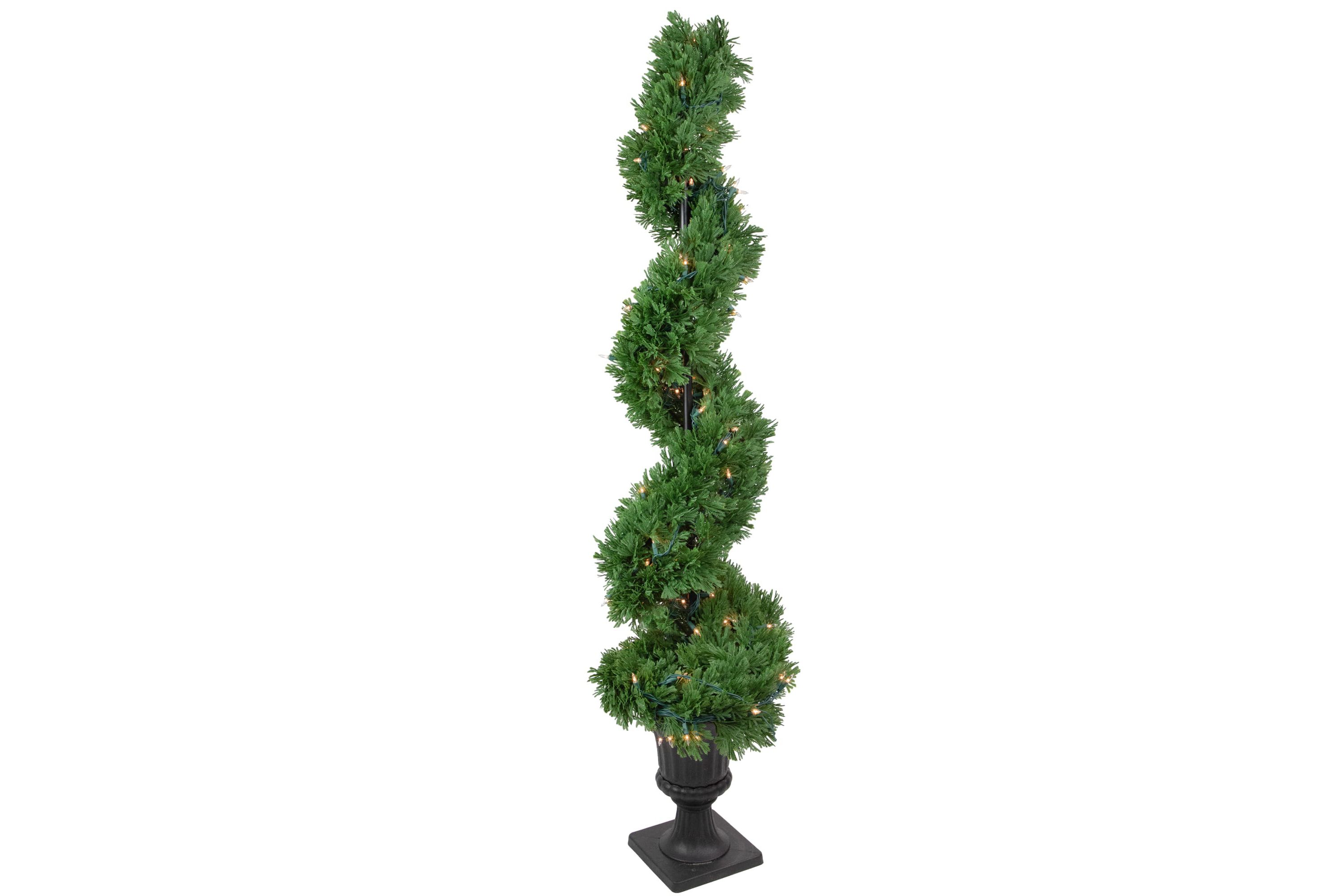 Real Touchâ„¢ Artificial Pre-Lit Cedar Spiral Topiary Tree  Clear Lights - 4.5"