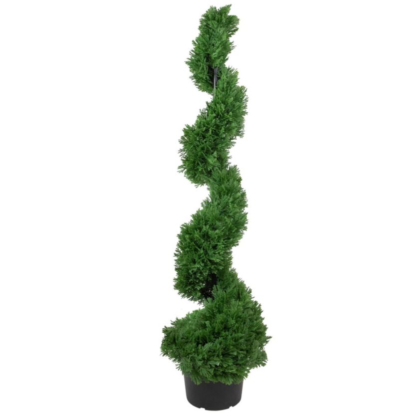 Real Touch™ Artificial Cedar Spiral Topiary Tree in Black Pot  Unlit - 4