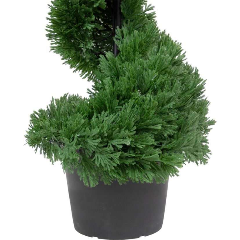 Real Touch™ Artificial Cedar Spiral Topiary Tree in Black Pot  Unlit - 4