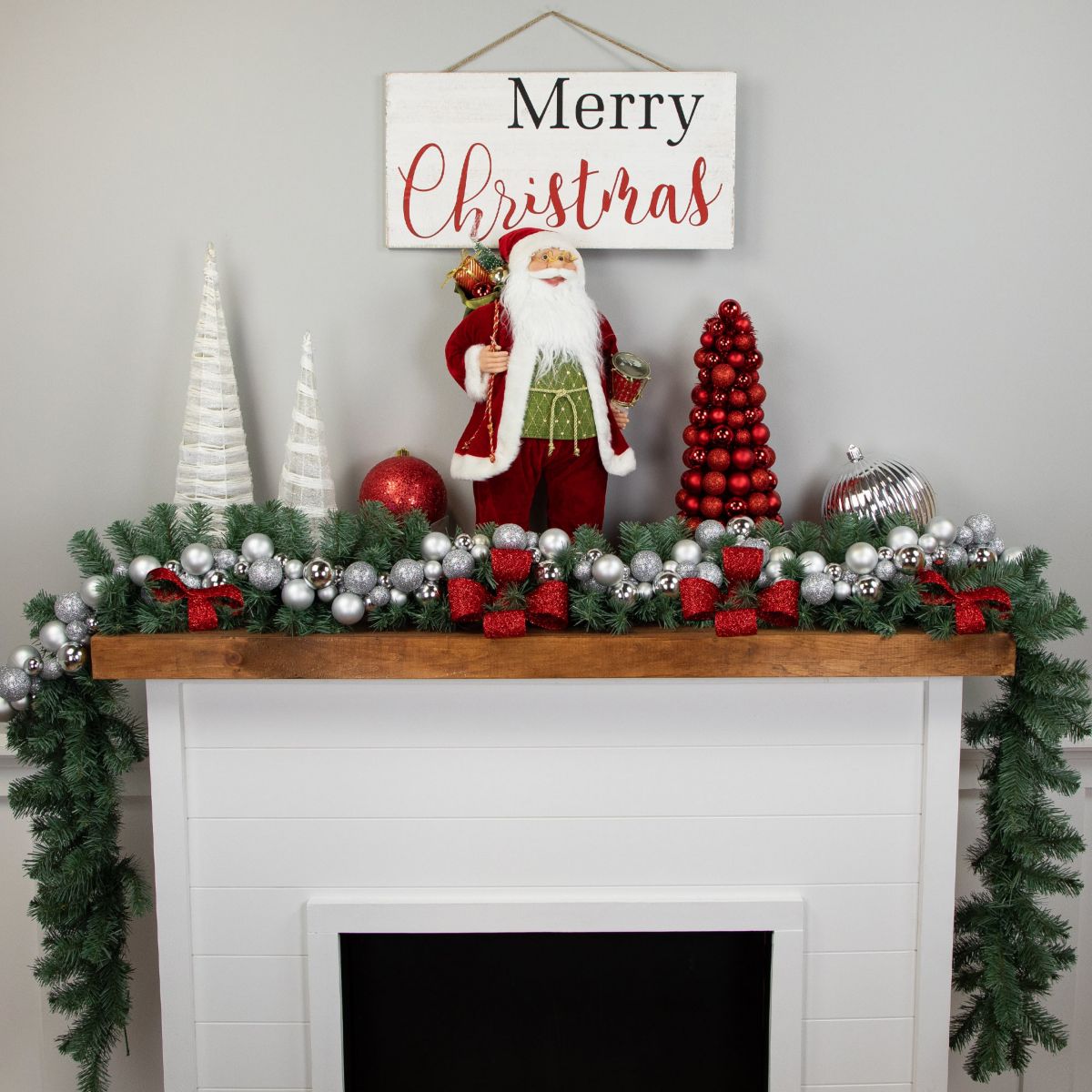 6ft Silver Shatterproof Ball 3-Finish Christmas Garland