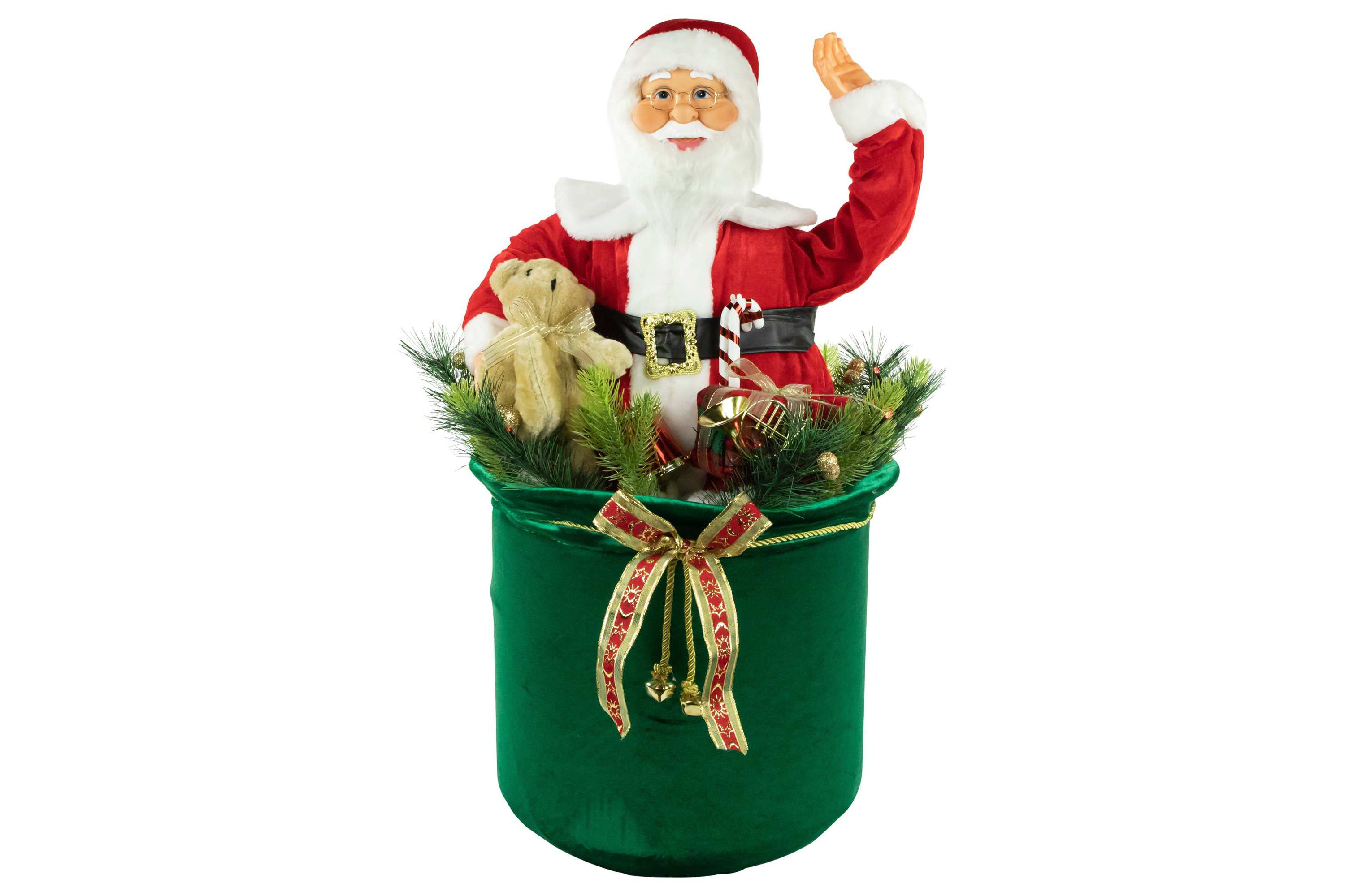 LED Lighted and Animated Gift Bag with Santa Claus Christmas Figure - 32"