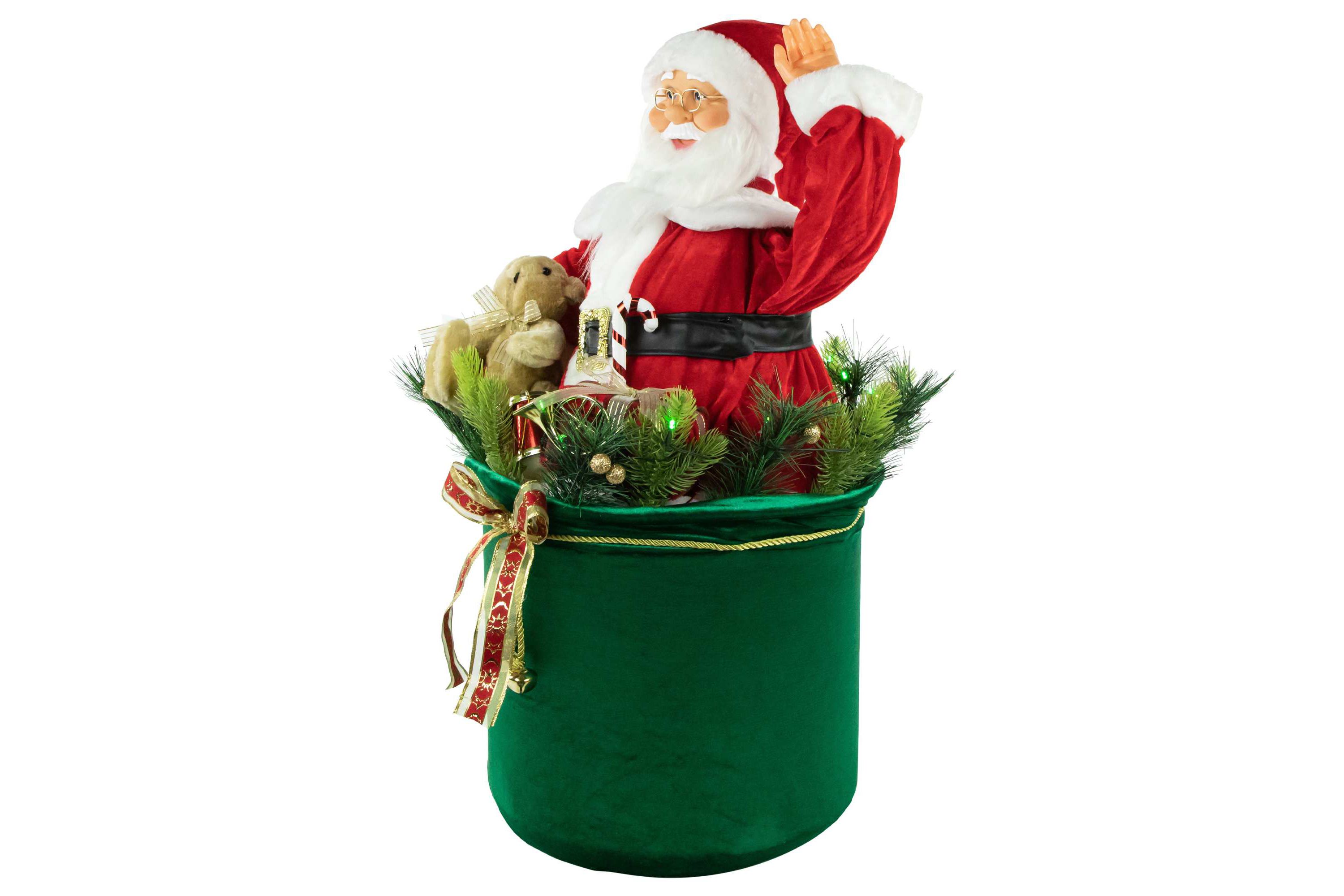 LED Lighted and Animated Gift Bag with Santa Claus Christmas Figure - 32"