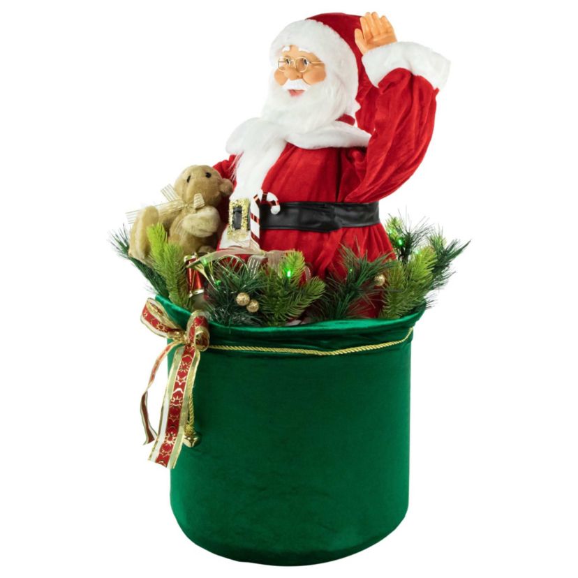LED Lighted and Animated Gift Bag with Santa Claus Christmas Figure - 32"
