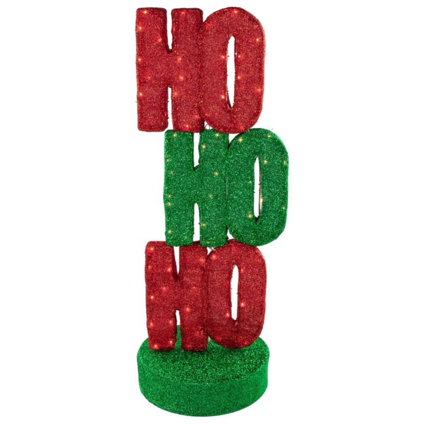 Lighted "Ho Ho Ho" Outdoor Christmas Sign Decoration - 39" - Warm White Lights