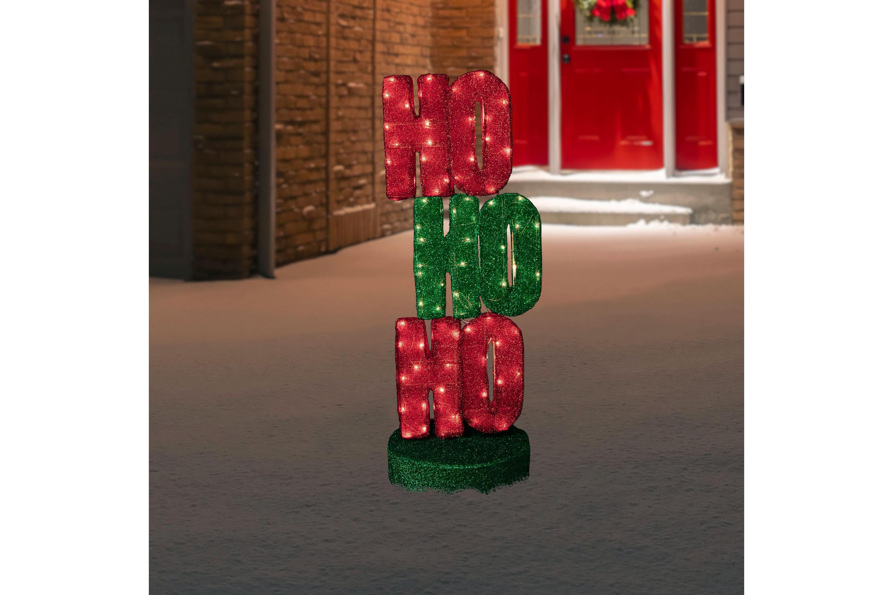 Lighted "Ho Ho Ho" Outdoor Christmas Sign Decoration - 39" - Warm White Lights