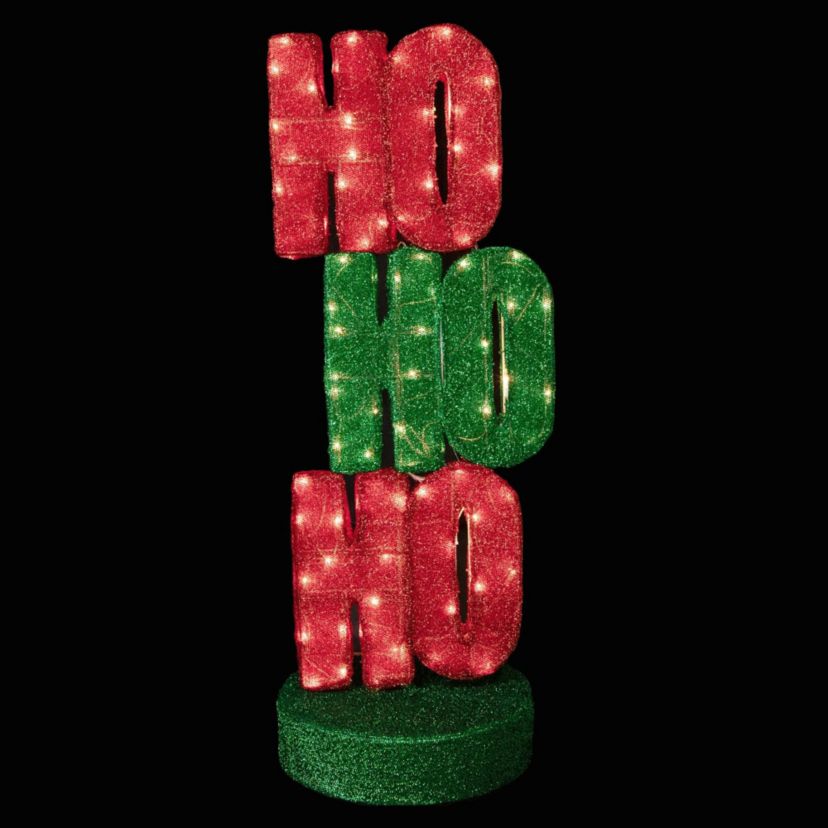 Lighted "Ho Ho Ho" Outdoor Christmas Sign Decoration - 39" - Warm White Lights