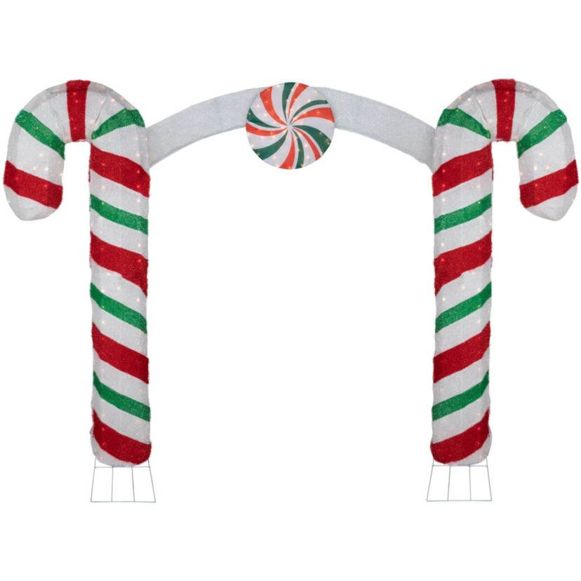7ft Lighted Double Candy Cane Archway Outdoor Christmas Decoration