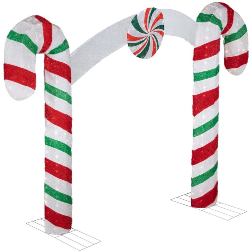 7ft Lighted Double Candy Cane Archway Outdoor Christmas Decoration
