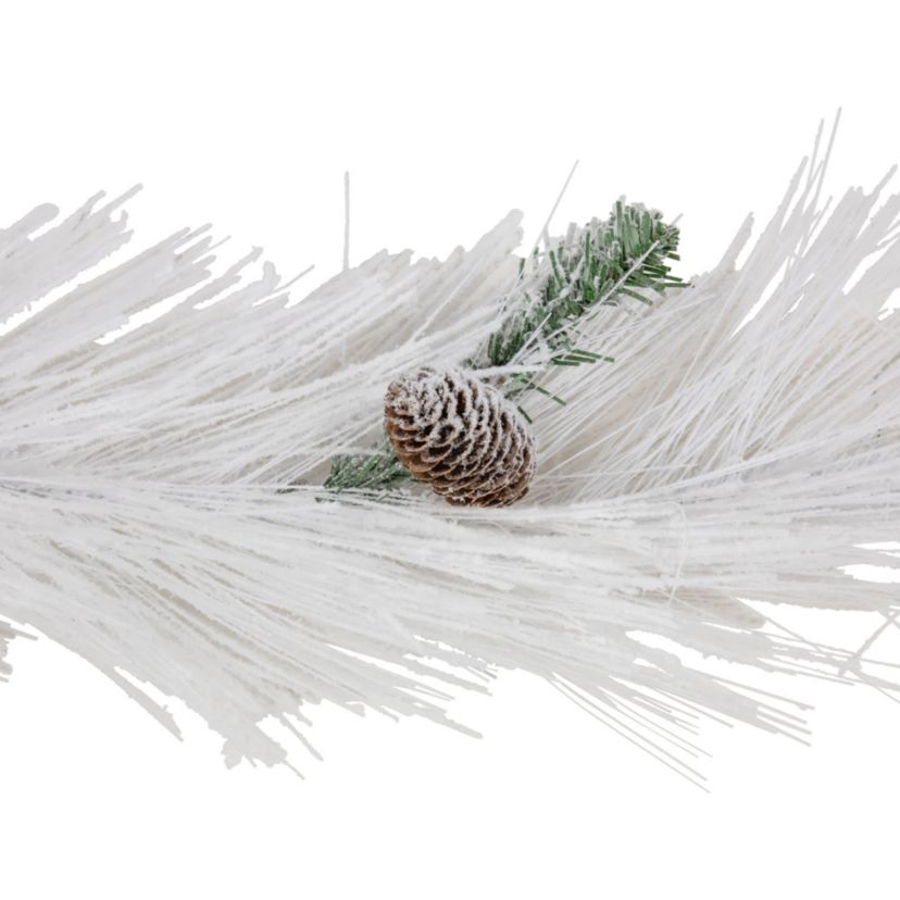 6ft x 10inch White Flocked Artificial Christmas Garland with Pine Cones Unlit