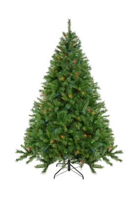 Northlight 7.5' Pre-Lit Chatham Pine Artificial Christmas Tree Multi-Color Lights, Green -  0191296940245